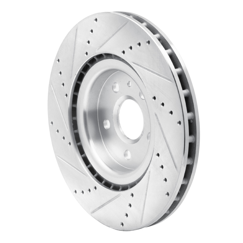 Buick Regal Brake Rotor (1) - Front Right - R1 Concepts - Drilled & Slotted - Silver - `09-`17